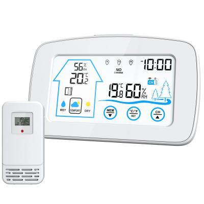 KH-CL148 LCD Digital Clock Color Wireless 433HMz Weather Station Indoor Outdoor Temperature Humidity Meter with Outdoor Sensor - 副本
