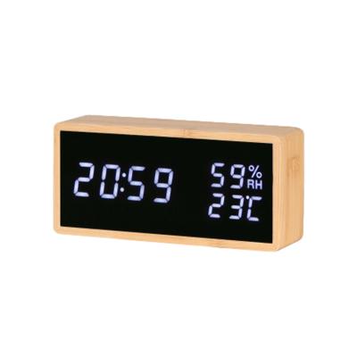 KH-WC035 Mirror Bamboo Alarm Clock 