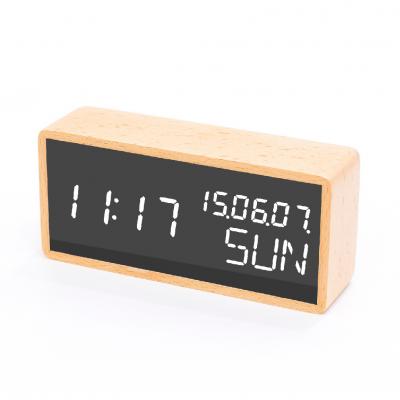 KH-WC037 Mirror Bamboo Alarm Clock  