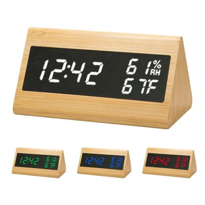 KH-WC033 Triangle Mirror Bamboo Alarm Clock  