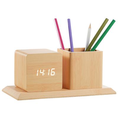 KH-WC009 Pen Holder Wooden Clock 